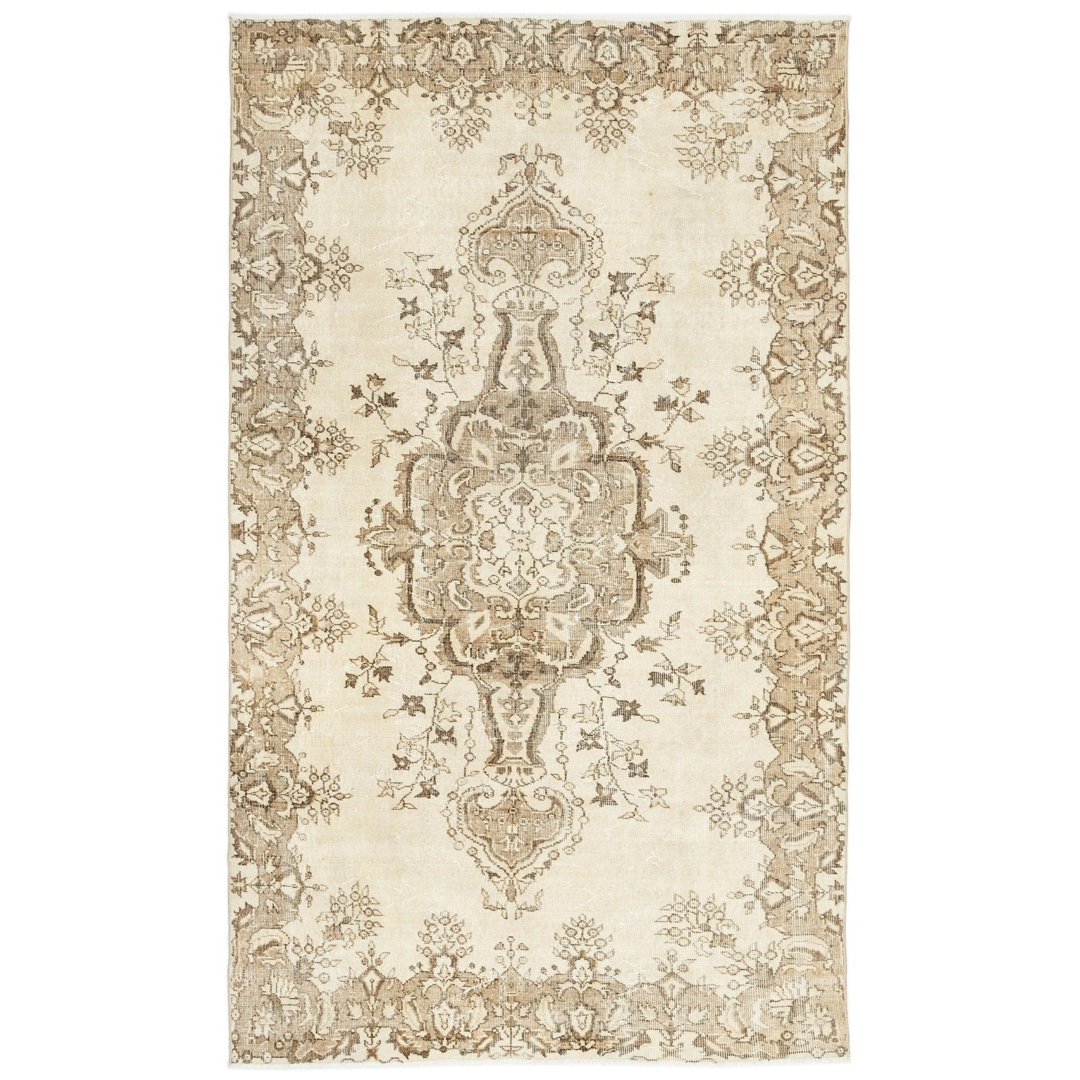 Atina Beige Vintage Wool Handmade Area Rug