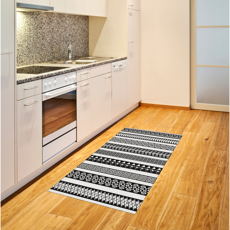 Tapis décoratif à fibres longues haute densité en polyester et coton de style bohème, Rectangle 2 pi 7 po x 5 pi