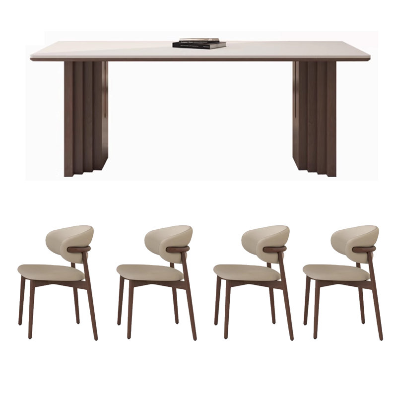Vintage rectangular sintered stone dining table, 29.53"H x 70.87"L x 31.5"W