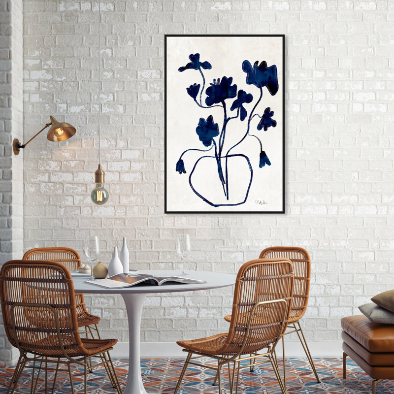 Vase anémone - Impression sur toile, Cadre noir, H 37 po x l 25 po, Noir