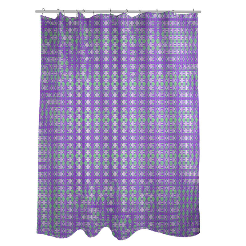 Rideau de douche simple à motif de losanges doublé classique, Mauve / Vert