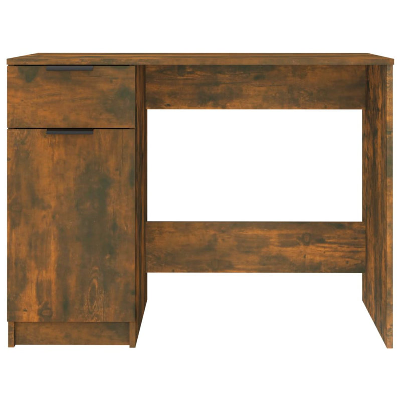 Schlenker 100cm Rectangular Computer Desk with Cabinet, Smoked Oak