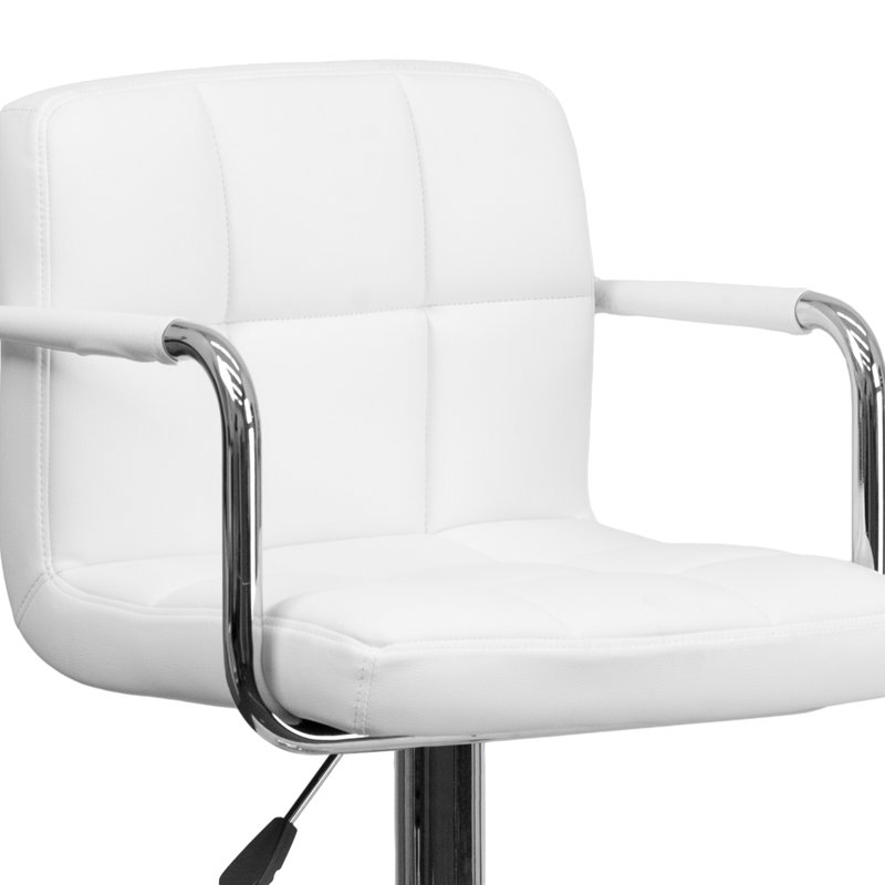 Adjustable Bar Stools - Counter Height Barstools with Back and Armrest, White