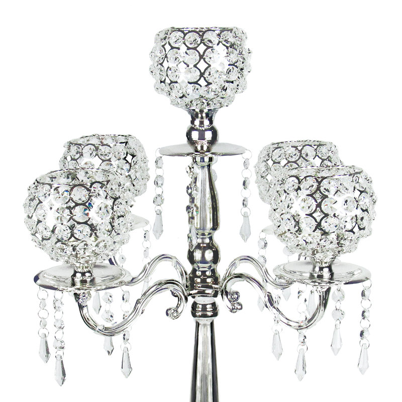 Candélabre de table en cristal 27 po, Argent