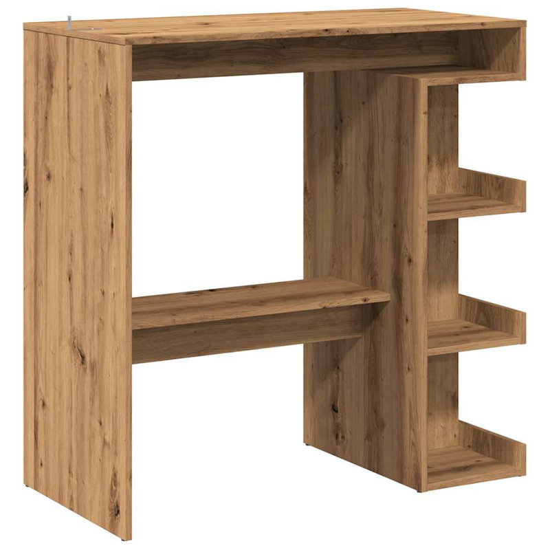 Table de bar vidaXL avec support de rangement Table bistro Table de salle à manger en bois d'ingénierie, Chêne artisanal