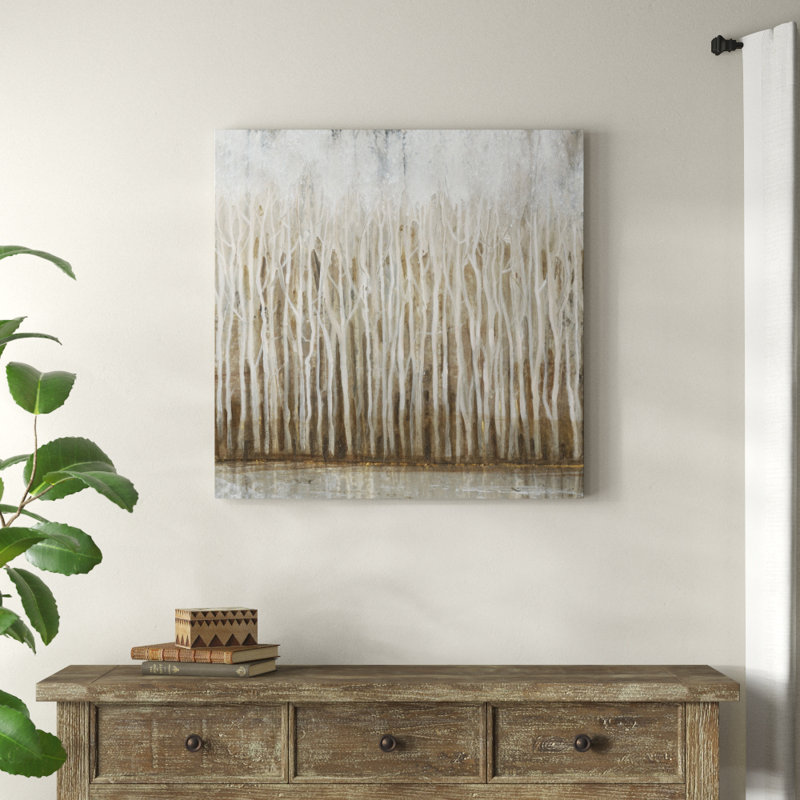 «Whispering Trees I», peinture sur toile, H 30 po x l 30 po, Toile tendue