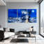Nautique au clair de lune sur une mer orageuse, ensemble de 3 impressions sur toile-1196413464
