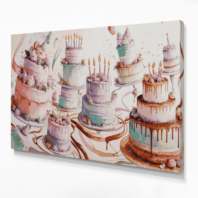Desserts, gâteau d'anniversaire, toile grise, H 11 po x l 14 po