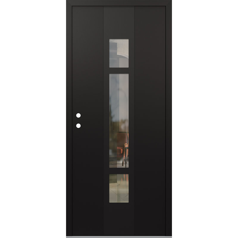 Porte d'entrée pré-suspendue Diamond A9, Droite / vers l'intérieur, Noir / noir / transparent