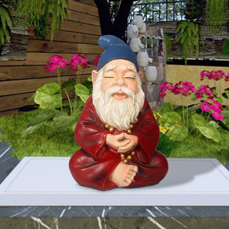 Zen Garden Gnome Statue, 15" H x 8.5" D x 9.75" D
