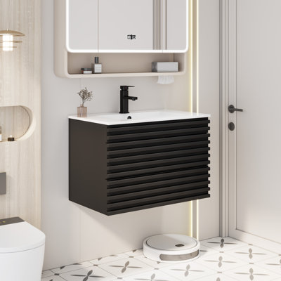 Meuble-lavabo simple Sharee avec comptoir d'évier, robinet et drain en alliage de zinc, certificat EPA