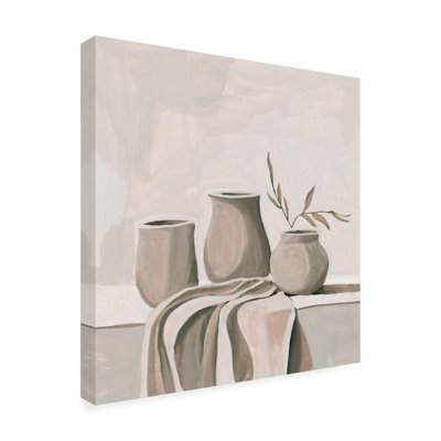 Art mural sur toile tendue - Melissa Wang, art mural «Stillness in Earthen Tones I» pour le salon, la chambre à coucher ou le bureau - 18 x 18