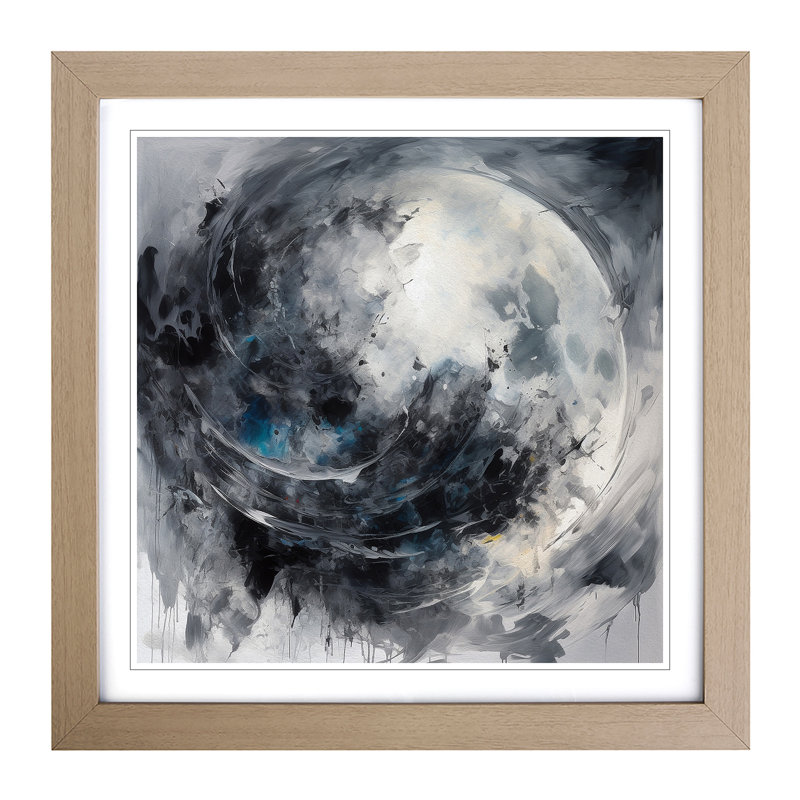Moon Gestural Art No.2 - Framed Print, Oak