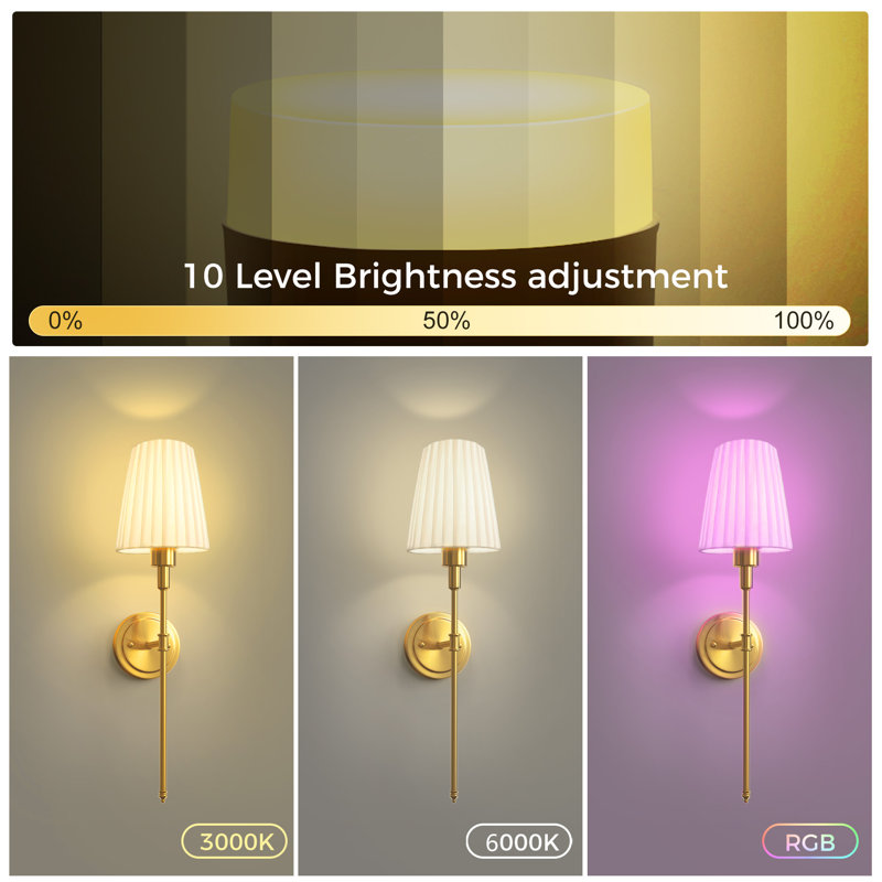 25in Battery Operated RGB Remote Wall Sconce Tradictional/Classical With Timing & Dimming, Gold