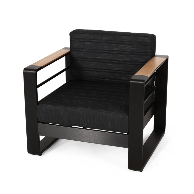 Shining Club Chair - Aluminum Build, Water- Cushions, Slat Lustre Lightweight Aluminum, Open Seat, 28.07"W X 24.26"H