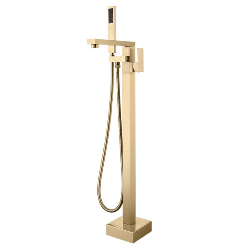 Floor Tub Spout with Diverter, Polished Gold