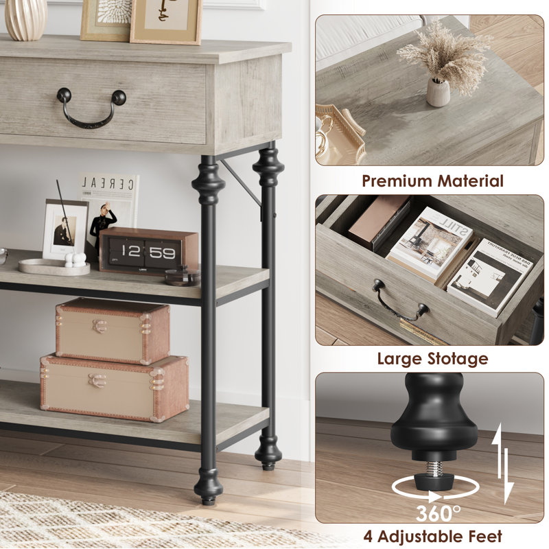 Small Entryway Table With 2 Drawers, Grey