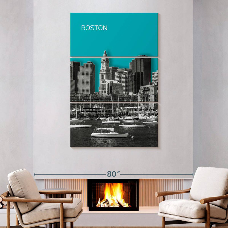 Horizon moderne de Sirci à Boston, H 74 po x l 48 po