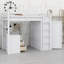 Lit mezzanine contemporain avec tiroirs, bureau et garde-robe-128971185