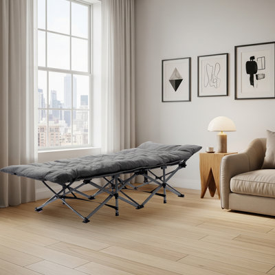 Patio Gray Folding Camping Cot With Mattress