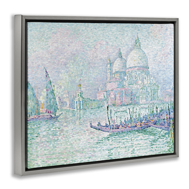 "Classic Venice Signac", peinture encadrée dorée sur toile par one1000paintings, Cadre flottant gris lustré