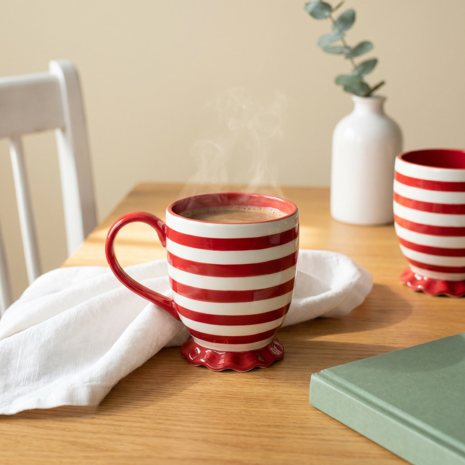 Red Stripe Ruffle Mug