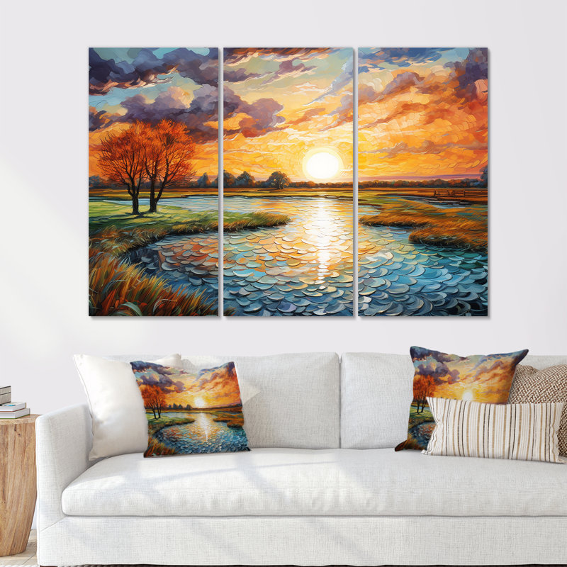 "Sunrise Country Charm" par Vincent, Toile tendue, H 32 po x l 48 po x P 1 po