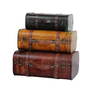 Suitcase Set of 3 Textured Paperboard - Wald Imports