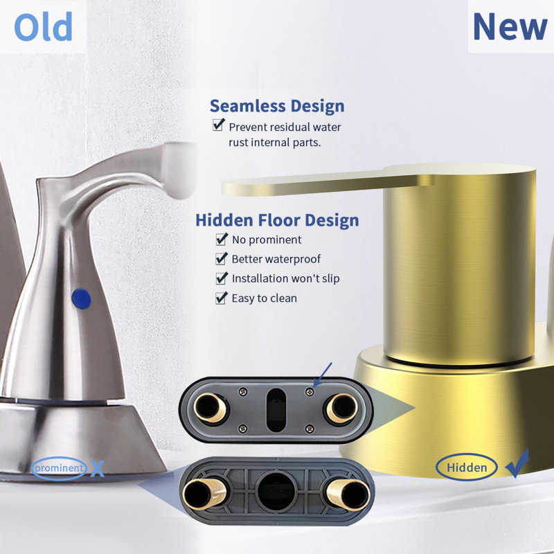 Bathroom faucet with 360 degree turn spout, Brushed Gold