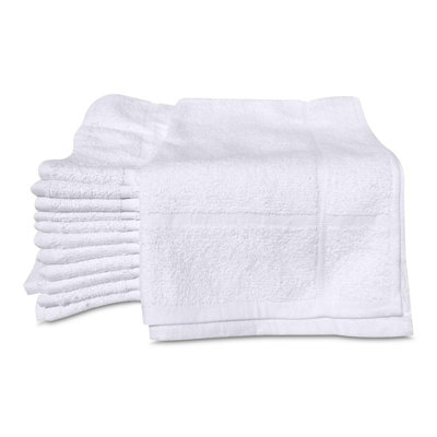 EcoLux 12-Pack Cotton Blend Bath Mat Towels - 20x30 Inches, Washable, Hotel Quality, White