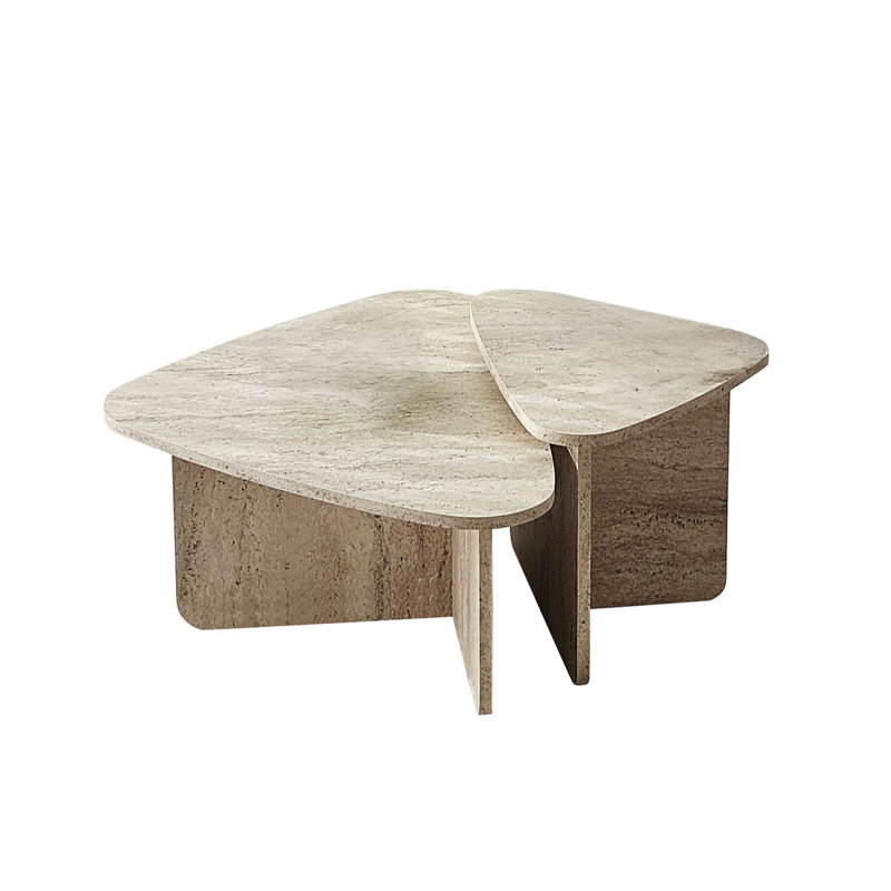 Modern Coffee Table Set (2 Pieces), Travertine Color, 35.4 x 23.6 x 23.6 inches & 15.7 x 15.7 x 15.7 inches | 100% Melamine Coated Particle Board, PVC Edgebanding | Stylish & Functional for Living Room Decor