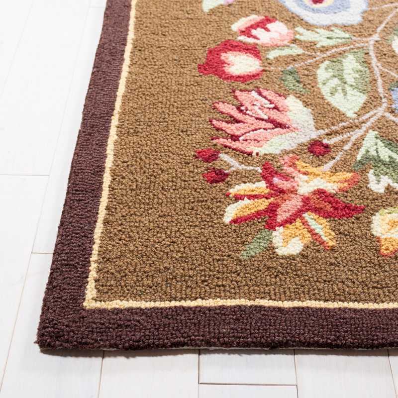 Tapis brun en laine touffeté à la main Hollander, Rectangle 3 pi 9 po x 5 pi 9 po
