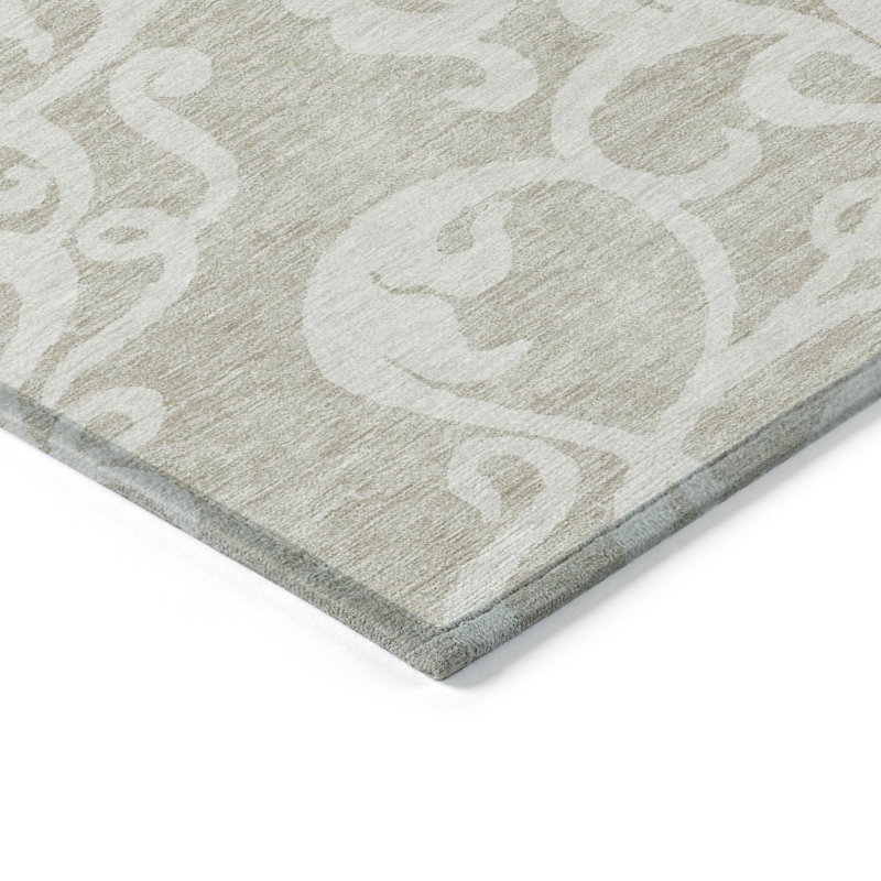 Tapis intérieur lavable beige et ivoire 5 pi x 8 pi