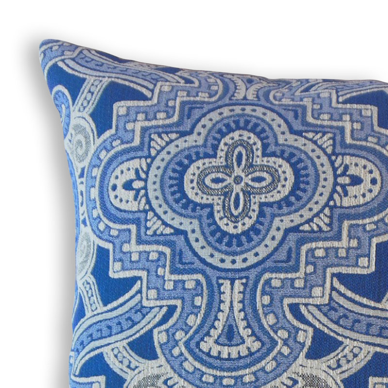 Coussin Jacory, 26 po x 26 po, Bleu, Coussin décoratif