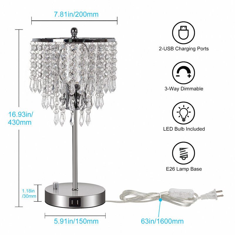 Anvita Stainless Steel USB Table Lamp