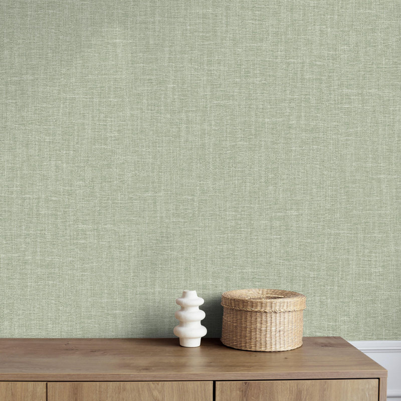Oakleigh Plain Luxury Textured Wallpaper, Sage