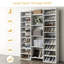 Range-chaussures blanc 46 paires, armoire casier ouvert à 14 niveaux, rangement pour vestibule / garde-robe moderne de 47 po de largeur, 23 tablettes