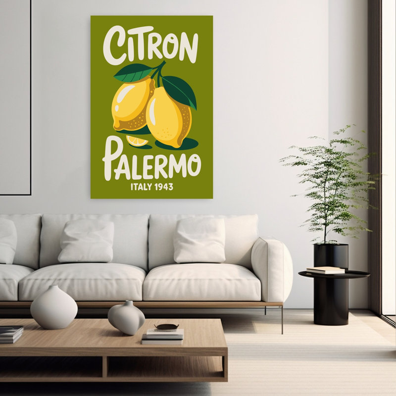 «Palermo Lemon Delight», art rétro rétro paysage de fruits, H 60 po x l 40 po