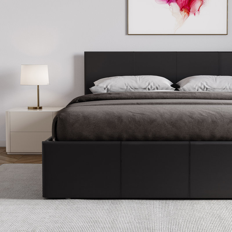 Wilna Upholstered Ottoman Bed, UKFR Certified, Black, Double (4'6)