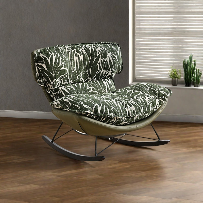Chaise berçante en bois massif pour le confort humain, Vert / blanc