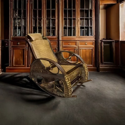 Natural rattan woven home casual rocking chair