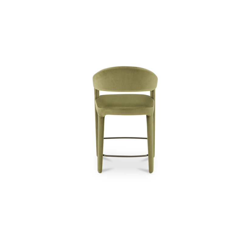 Martens Upholstered Stool, Green Polyester, Counter Stool (26.4" Seat Height)