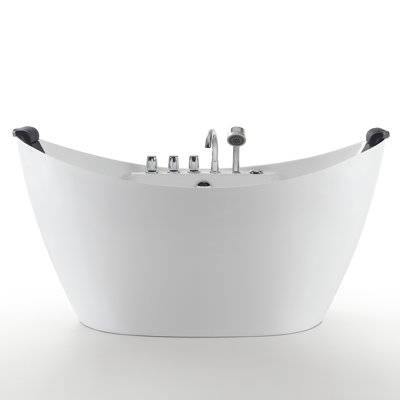 59'' x 28.7'' Freestanding Whirlpool Plastic / Acrylic Bathtub with Faucet