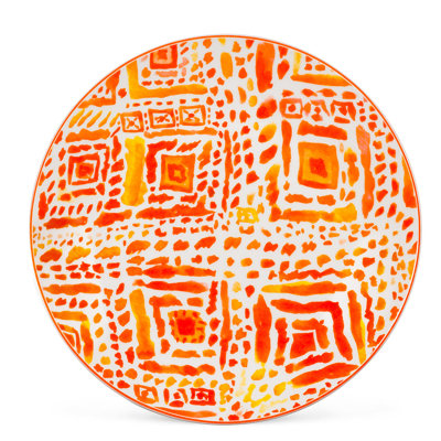 Ensemble de 4 assiettes à motif orange et blanc