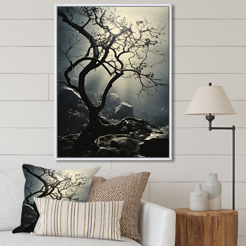Mystic Tree Symphony - Trees, impression d'art mural, H 20 po x l 12 po x P 1 po, Cadre flottant blanc