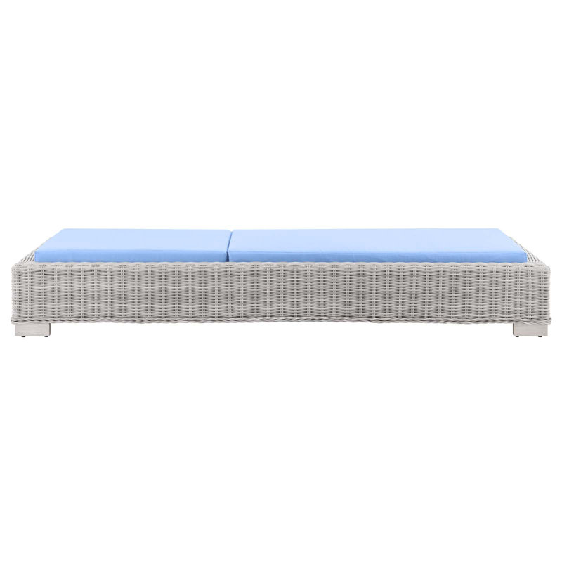 Chaise longue d'extérieur en rotin Modway Conway, Bleu clair