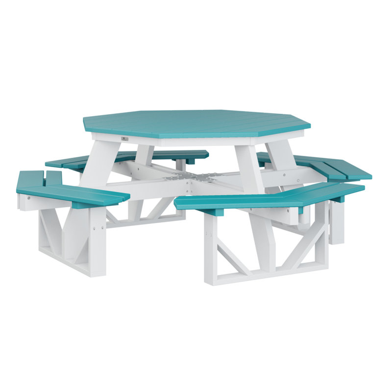 Table de pique-nique Ada, H 29 po x L 85 po x l 85 po, Bleu Aruba / blanc
