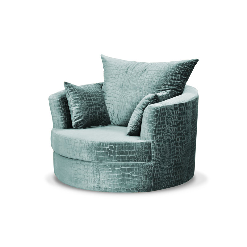 Upholstered Swivel Armchair, Teal