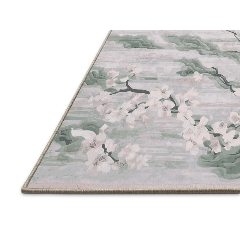 Tapis beige soyeux et moelleux, Rond 8 pi