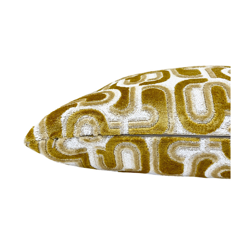 Housse de coussin en velours Retro Graphic, Doré, 22 x 22 po